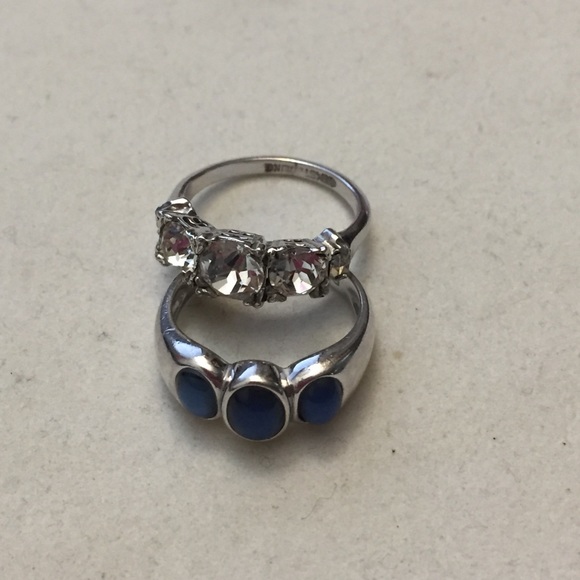 Two Beautiful 925 Sterling Silver rings, blue cat’s-eye and CZ - Picture 3 of 7